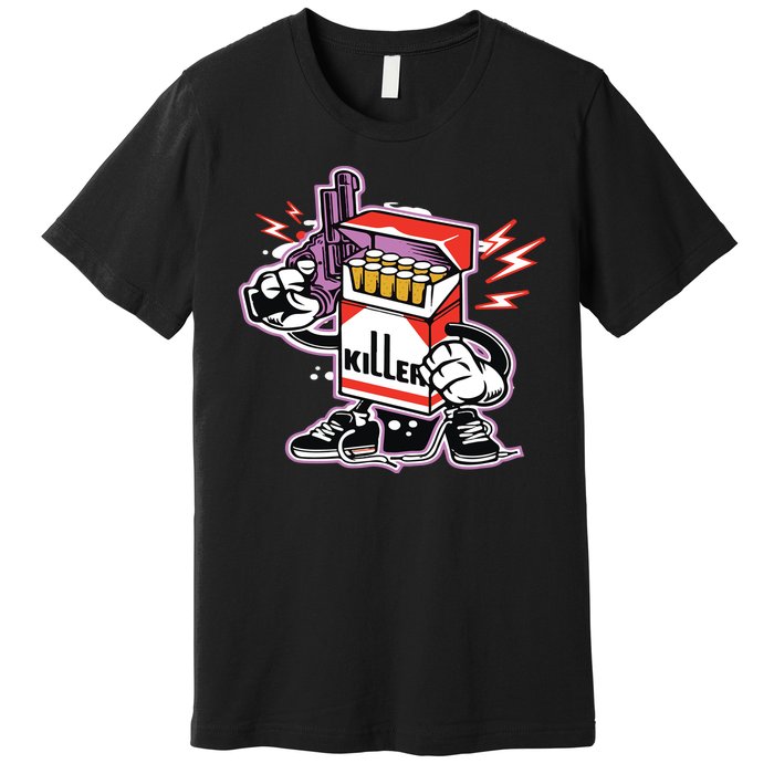 Killer Anti Smoking Cigarettes Funny Graffiti Cartoon Premium T-Shirt