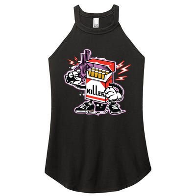 Killer Anti Smoking Cigarettes Funny Graffiti Cartoon Women's Perfect Tri Rocker Tank