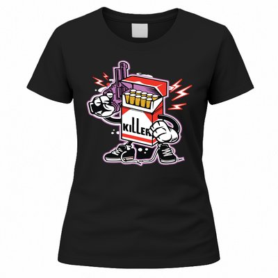 Killer Anti Smoking Cigarettes Funny Graffiti Cartoon Women's T-Shirt