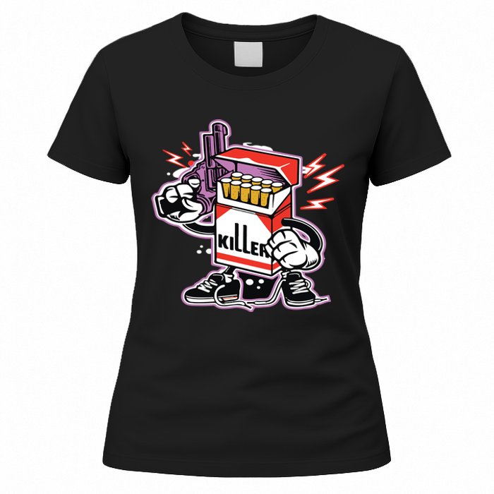 Killer Anti Smoking Cigarettes Funny Graffiti Cartoon Women's T-Shirt