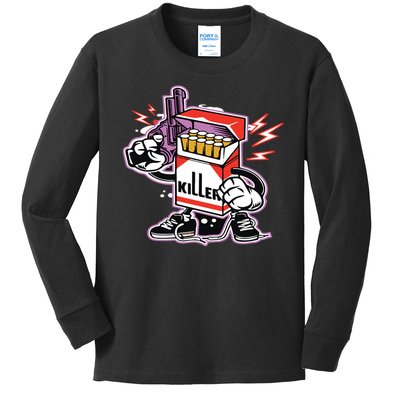 Killer Anti Smoking Cigarettes Funny Graffiti Cartoon Kids Long Sleeve Shirt