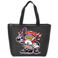 Killer Anti Smoking Cigarettes Funny Graffiti Cartoon Zip Tote Bag