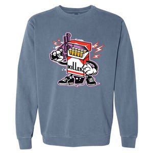 Killer Anti Smoking Cigarettes Funny Graffiti Cartoon Garment-Dyed Sweatshirt