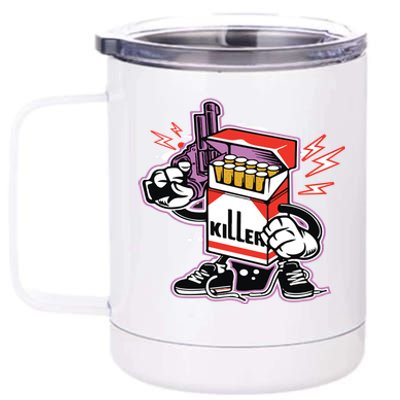 Killer Anti Smoking Cigarettes Funny Graffiti Cartoon 12 oz Stainless Steel Tumbler Cup