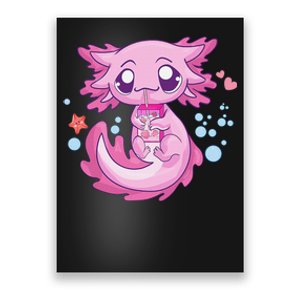 Kawaii Axolotl Strawberry Milk Shake Anime  Poster