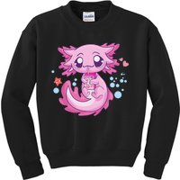 Kawaii Axolotl Strawberry Milk Shake Anime  Kids Sweatshirt