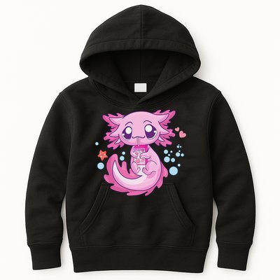 Kawaii Axolotl Strawberry Milk Shake Anime  Kids Hoodie