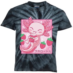 Kawaii Axolotl Strawberry Milk Shake Carton Japanese Anime  Kids Tie-Dye T-Shirt