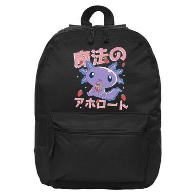 Kawaii Axolotl Strawberry Milk Shake Japanese Anime   16 in Basic Backpack