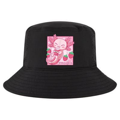 Kawaii Axolotl Strawberry Milk Shake Carton Japanese Anime Cool Comfort Performance Bucket Hat