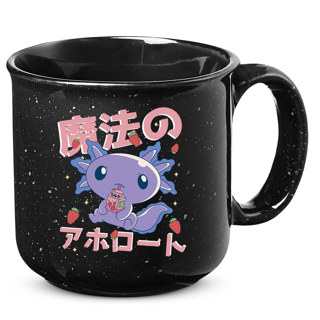 Kawaii Axolotl Strawberry Milk Shake Japanese Anime 15oz Campfire Ceramic Mug