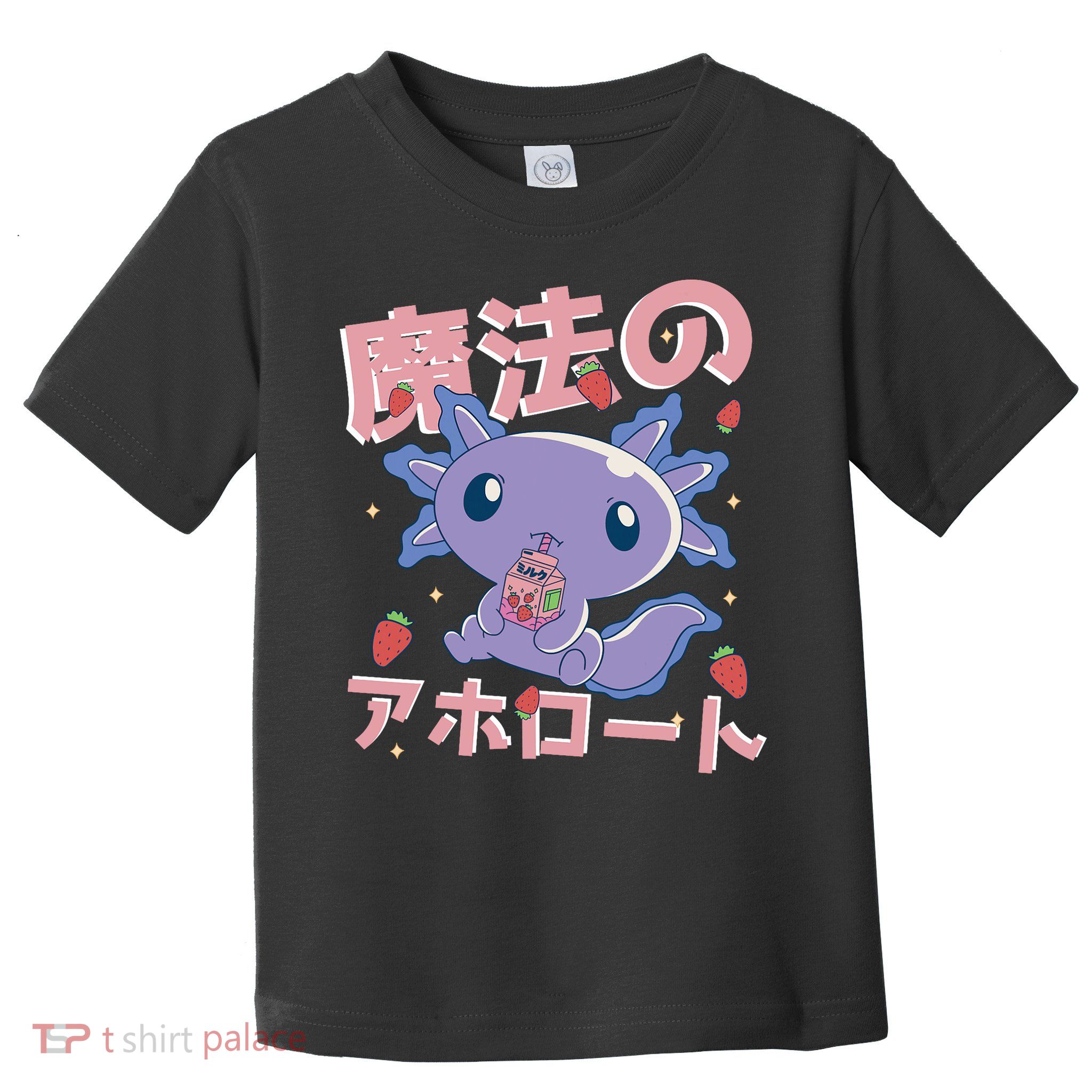Kawaii Axolotl Strawberry Milk Shake Japanese Anime Toddler T-Shirt