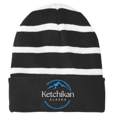 Ketchikan Alaska Souvenirs Striped Beanie with Solid Band