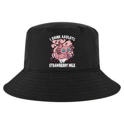 Kawaii Axolotl Strawberry Milk Shake Carton Gift Cool Comfort Performance Bucket Hat