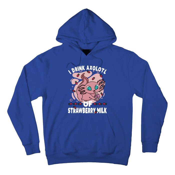 Kawaii Axolotl Strawberry Milk Shake Carton Gift Hoodie