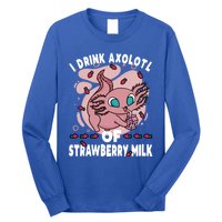 Kawaii Axolotl Strawberry Milk Shake Carton Gift Long Sleeve Shirt