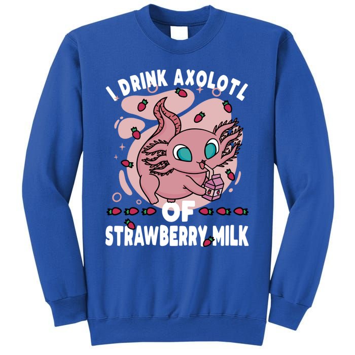 Kawaii Axolotl Strawberry Milk Shake Carton Gift Sweatshirt