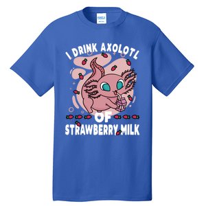 Kawaii Axolotl Strawberry Milk Shake Carton Gift Tall T-Shirt