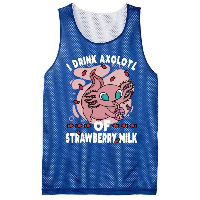 Kawaii Axolotl Strawberry Milk Shake Carton Gift Mesh Reversible Basketball Jersey Tank