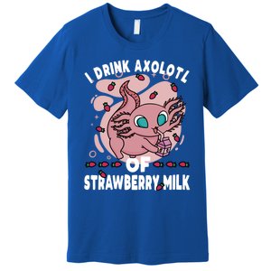 Kawaii Axolotl Strawberry Milk Shake Carton Gift Premium T-Shirt