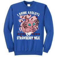 Kawaii Axolotl Strawberry Milk Shake Carton Gift Tall Sweatshirt