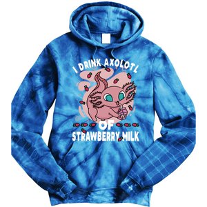 Kawaii Axolotl Strawberry Milk Shake Carton Gift Tie Dye Hoodie