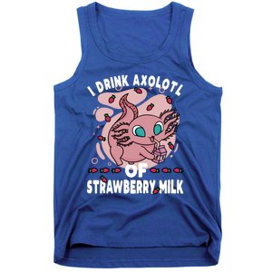 Kawaii Axolotl Strawberry Milk Shake Carton Gift Tank Top