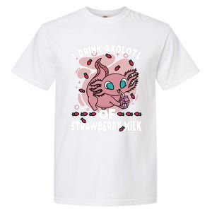 Kawaii Axolotl Strawberry Milk Shake Carton Gift Garment-Dyed Heavyweight T-Shirt