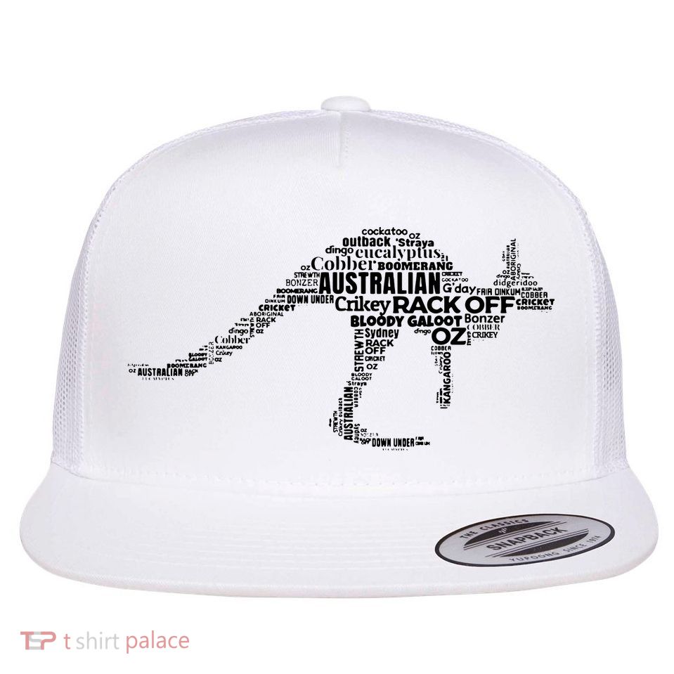 Kangaroo Australian Slang Shirts For Aussies Australia Flat Bill Trucker Hat