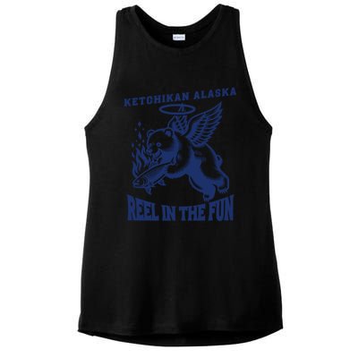 Ketchikan Alaska Salmon Capital Fisher Fishing Gift Ladies PosiCharge Tri-Blend Wicking Tank