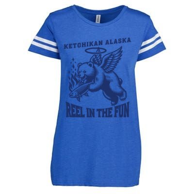 Ketchikan Alaska Salmon Capital Fisher Fishing Gift Enza Ladies Jersey Football T-Shirt