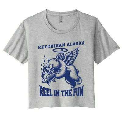 Ketchikan Alaska Salmon Capital Fisher Fishing Gift Women's Crop Top Tee