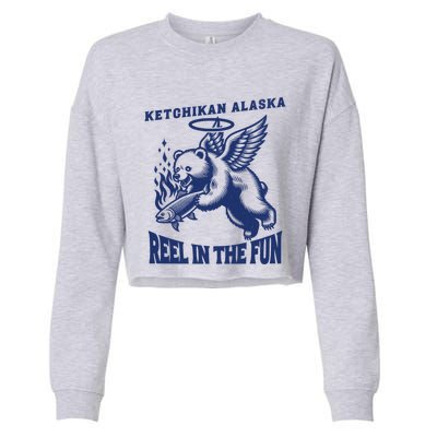 Ketchikan Alaska Salmon Capital Fisher Fishing Gift Cropped Pullover Crew