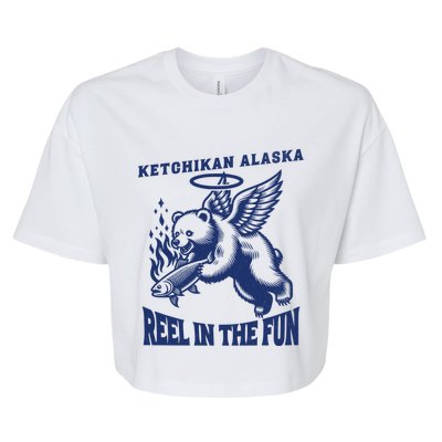 Ketchikan Alaska Salmon Capital Fisher Fishing Gift Bella+Canvas Jersey Crop Tee