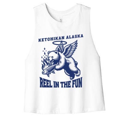 Ketchikan Alaska Salmon Capital Fisher Fishing Gift Women's Racerback Cropped Tank