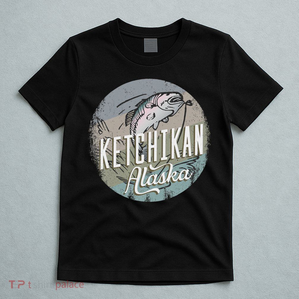 Ketchikan Alaska Souvenir Fishing Gift Vintage Style Salmon T-Shirt