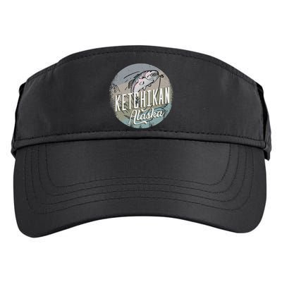 Ketchikan Alaska Souvenir Fishing Gift Vintage Style Salmon Adult Drive Performance Visor