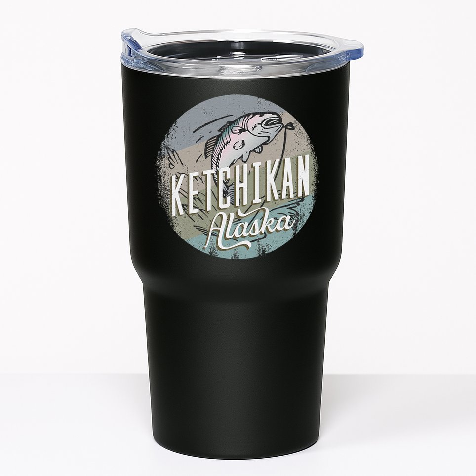 Ketchikan Alaska Souvenir Fishing Gift Vintage Style Salmon Tumbler