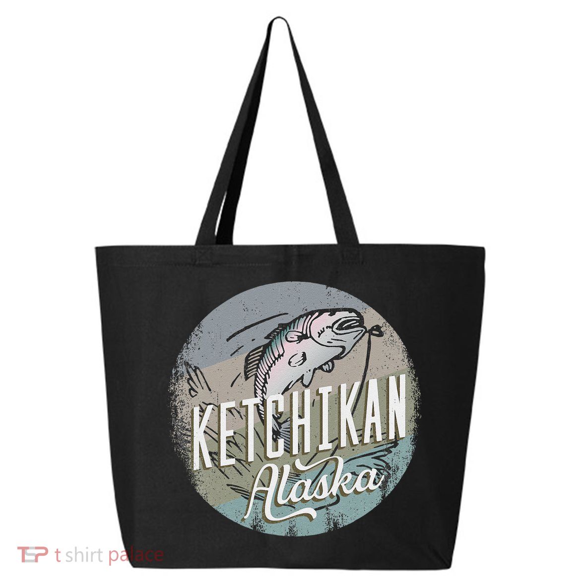 Ketchikan Alaska Souvenir Fishing Gift Vintage Style Salmon 25L Jumbo Tote