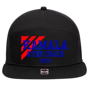 Kamala And The Coach 2024 Kamala Harris Tim Walz 7 Panel Mesh Trucker Snapback Hat