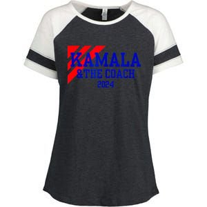 Kamala And The Coach 2024 Kamala Harris Tim Walz Enza Ladies Jersey Colorblock Tee