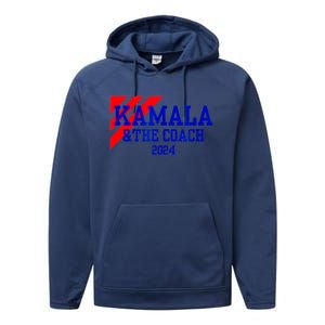 Kamala And The Coach 2024 Kamala Harris Tim Walz Performance Fleece Hoodie