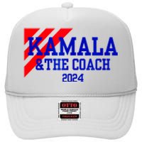 Kamala And The Coach 2024 Kamala Harris Tim Walz High Crown Mesh Back Trucker Hat