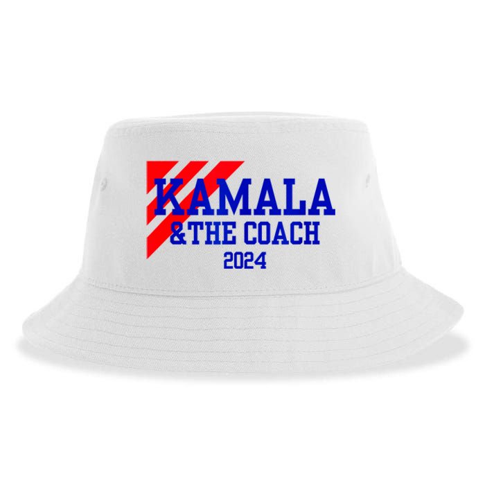 Kamala And The Coach 2024 Kamala Harris Tim Walz Sustainable Bucket Hat