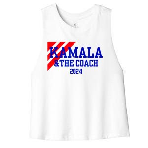 Kamala And The Coach 2024 Kamala Harris Tim Walz Women's Racerback Cropped Tank