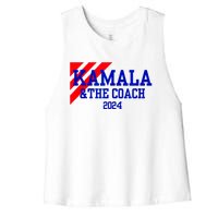 Kamala And The Coach 2024 Kamala Harris Tim Walz Women's Racerback Cropped Tank