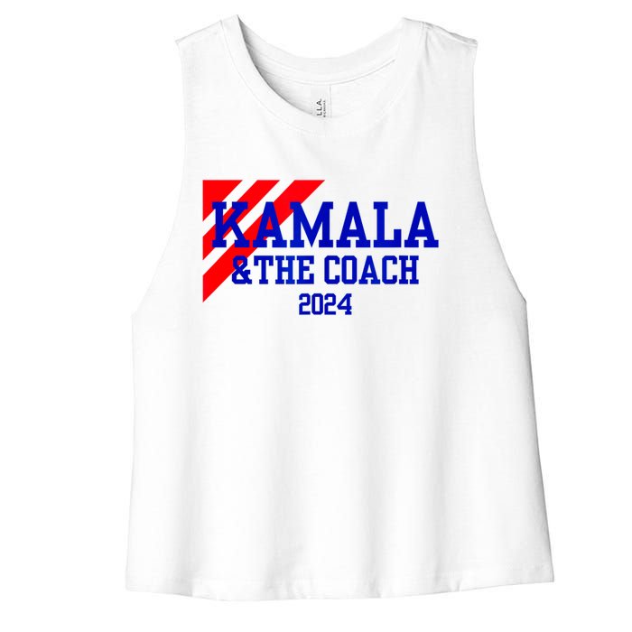 Kamala And The Coach 2024 Kamala Harris Tim Walz Women's Racerback Cropped Tank