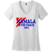 Kamala And The Coach 2024 Kamala Harris Tim Walz Women's V-Neck T-Shirt