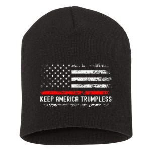 Keep America Trumpless Anti Trump 2024 Pro Democrat Short Acrylic Beanie