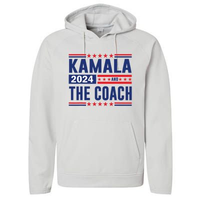 Kamala And The Coach 2024 Election Kamala Harris Tim Waltz Performance Fleece Hoodie